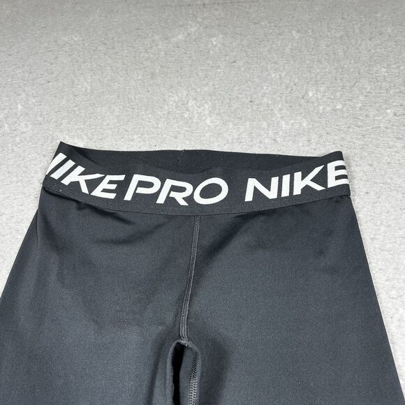 Nike Pro Leggings Womens Size Small Black Mesh Stretch Performance Inseam 22 in - Picture 2 of 11